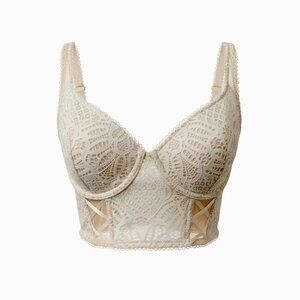 Victorias Secret Dream Angels Long-Line Bralette 34DD White Lace Overlay